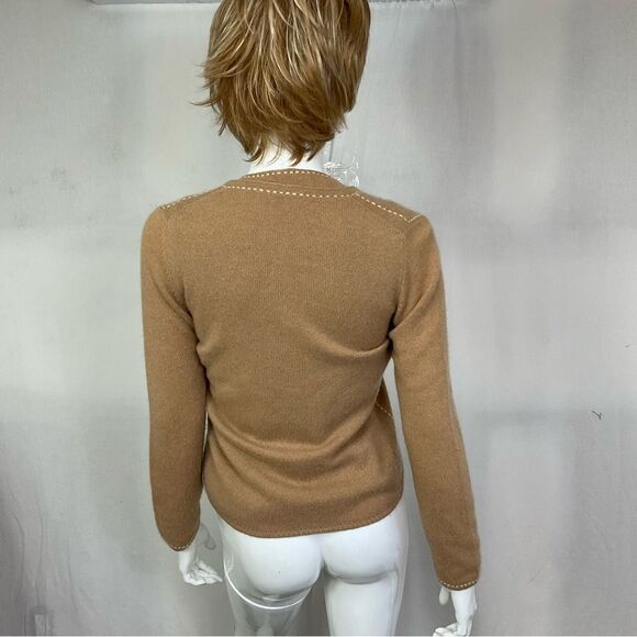 Loro Piana Set of 2 Womens Cashmere Knitted Cardigan Sweater & Top Camel Size S - Picture 6 of 13
